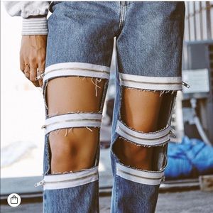 LF Carmar Denim High Rise White Zippers W/ Opening